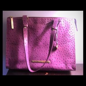 Brahmin Purple Ostrich Medium Satchel